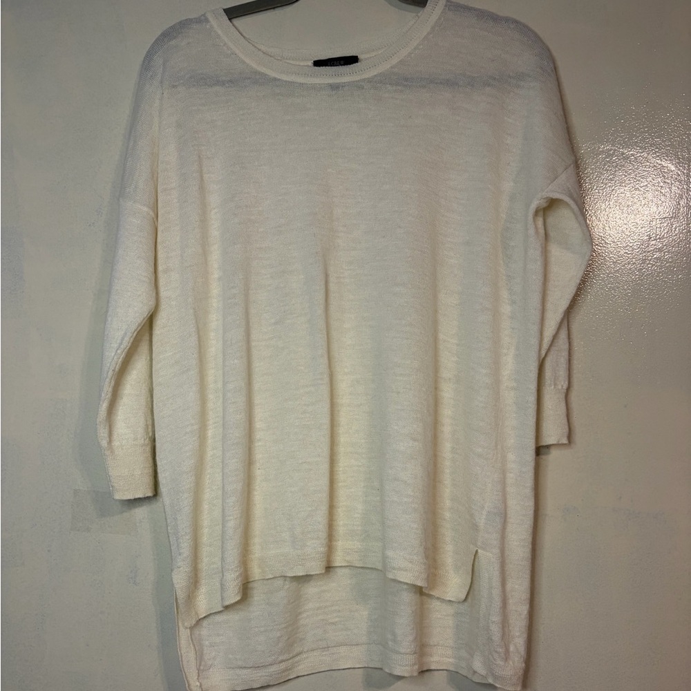 J.Crew women’s size S linen wool alpaca light sweater modest contemporary staple - Picture 2 of 9